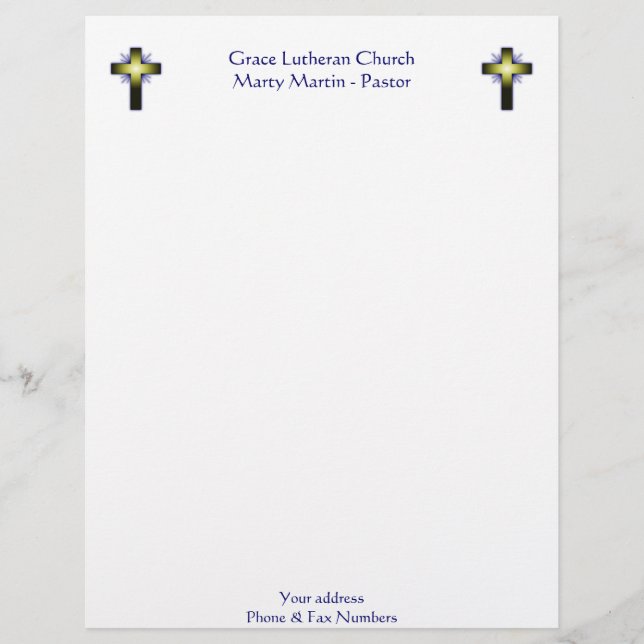 Papel con membrete de la iglesia o del pastor (Anverso)