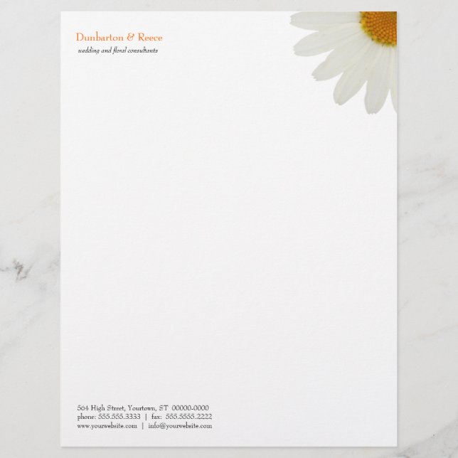 Papel con membrete de la margarita blanca (Anverso)