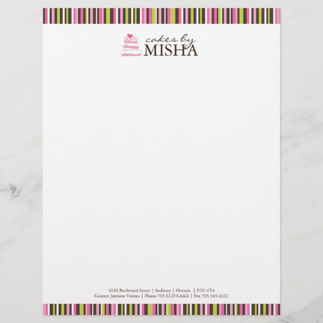 Papel con membrete de la panadería (Anverso)