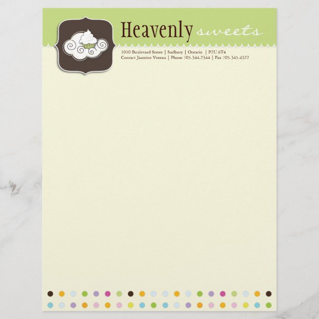 Papel con membrete de la panadería (Anverso)