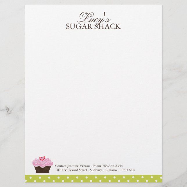 Papel con membrete de la panadería (Anverso)