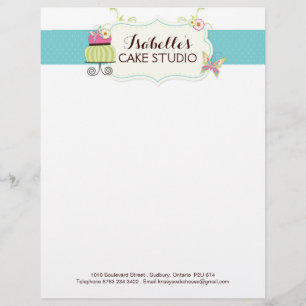 Papel con membrete de la panadería de la torta