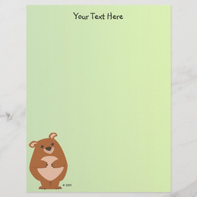 Papel con membrete de oso amistoso (Anverso)