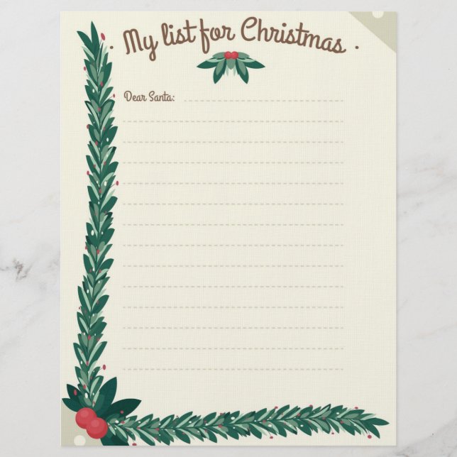 Papel con membrete de Querido Santa (Anverso)