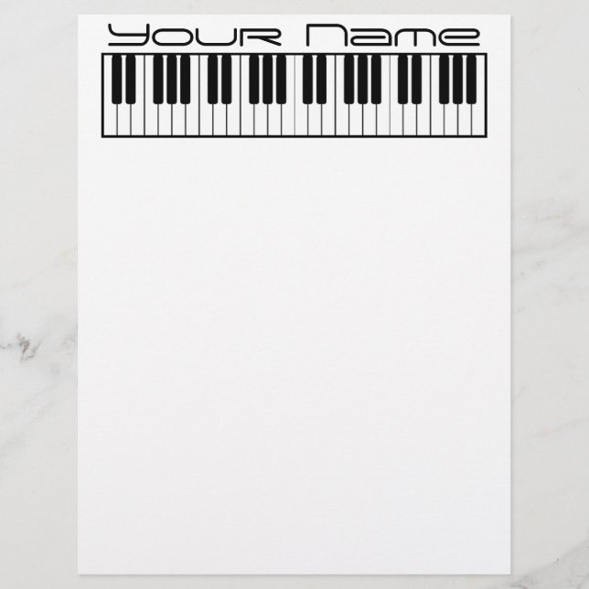 Papel con membrete de teclado de piano (Anverso)