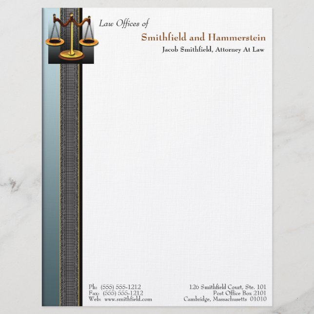 Papel con membrete del abogado de la elegancia del (Anverso)