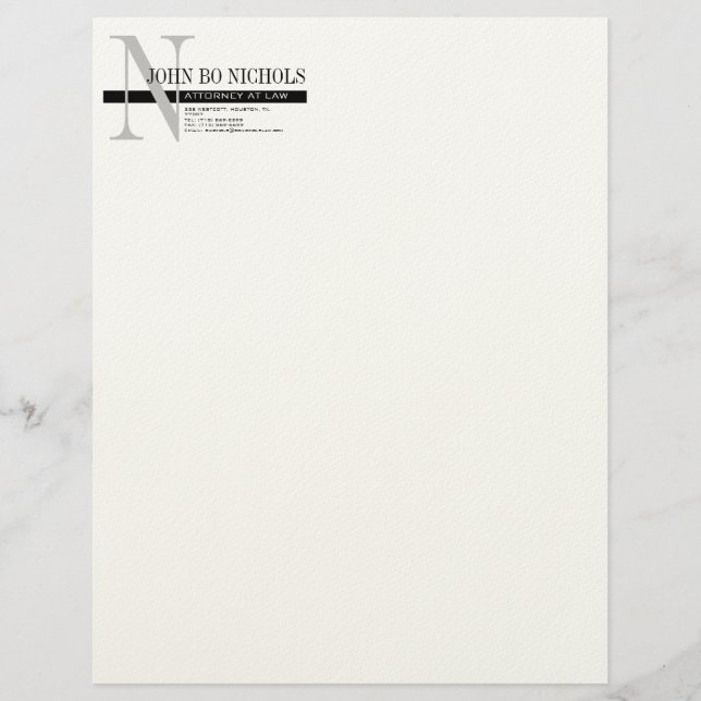 Papel con membrete del abogado del monograma (Anverso)