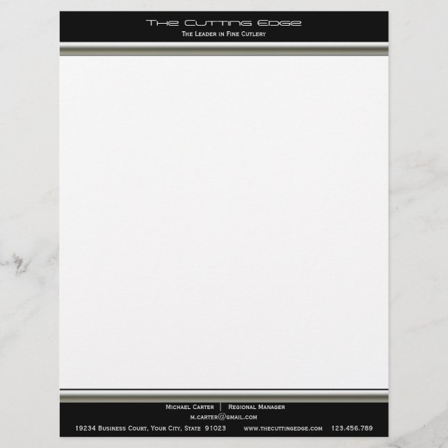 Papel con membrete del acero inoxidable (Anverso)