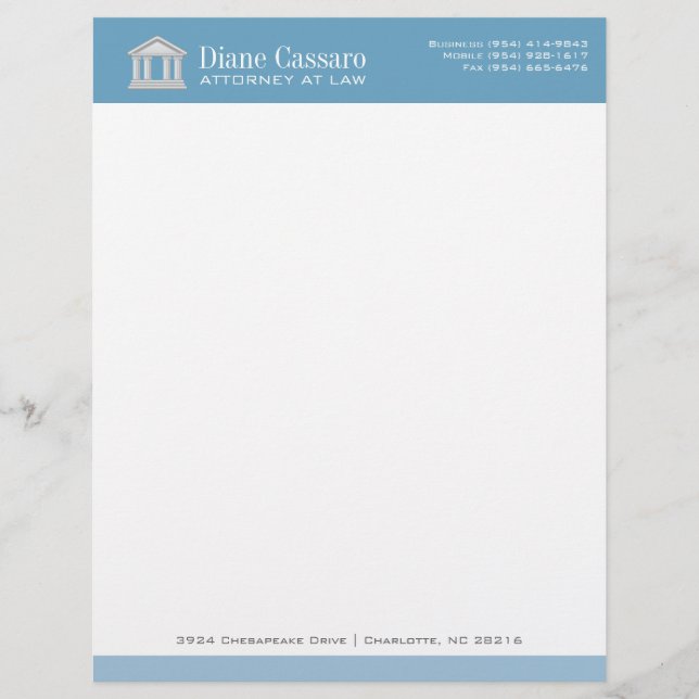 Papel con membrete del azul del cosmos del abogado (Anverso)
