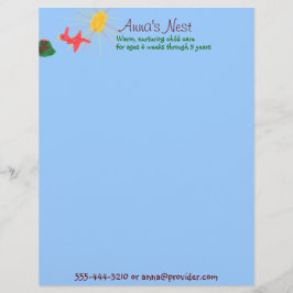 Papel con membrete del cuidado de niños