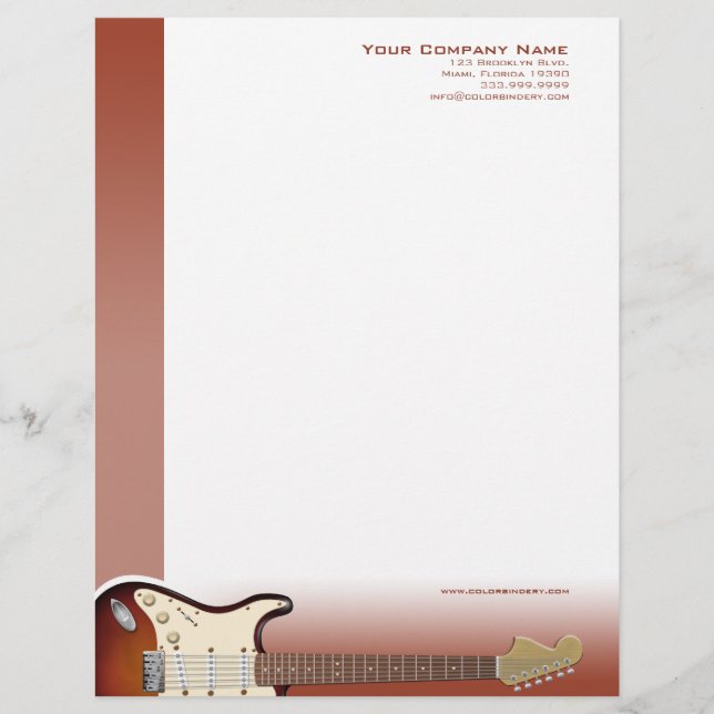 Papel con membrete del empujador de la guitarra (Anverso)
