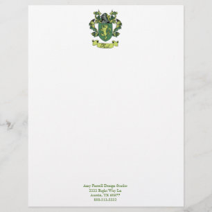 Papel con membrete del escudo de la familia de