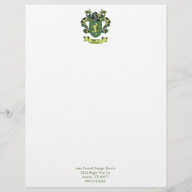 Papel con membrete del escudo de la familia de (Anverso)