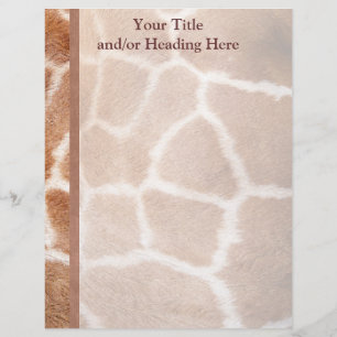 Papel con membrete del estampado de girafa