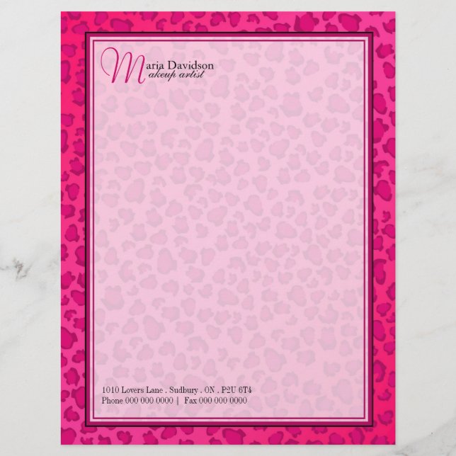 Papel con membrete del estampado leopardo (Anverso)