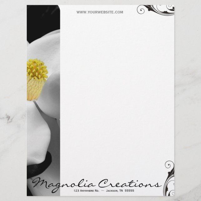 Papel con membrete del flor de la magnolia (Anverso)