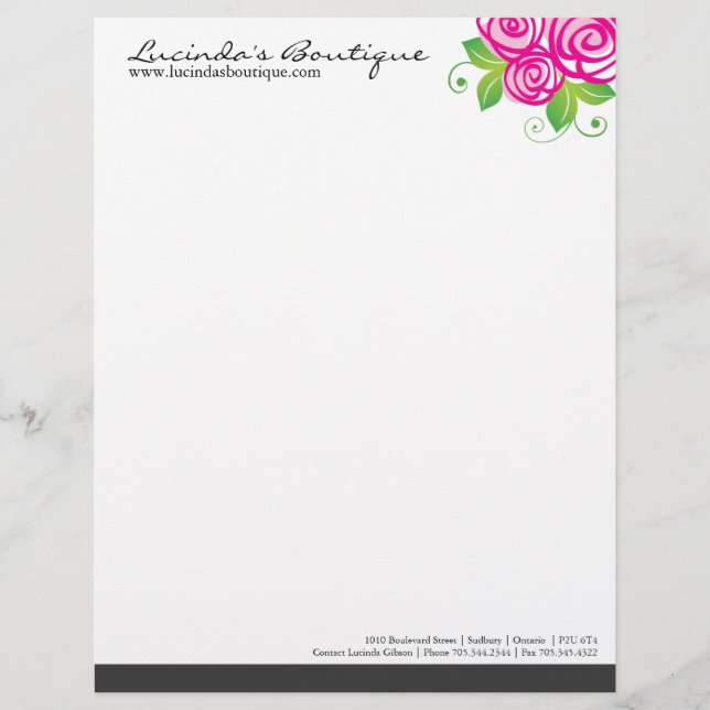 Papel con membrete del florista (Anverso)