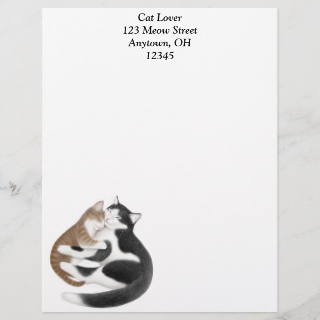 Papel con membrete del gato y del gatito de la (Anverso)