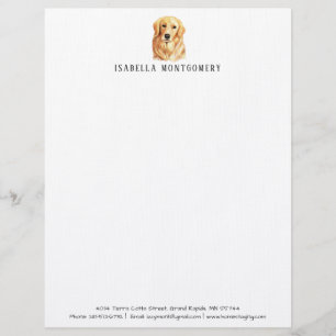 Papel con membrete del golden retriever de la