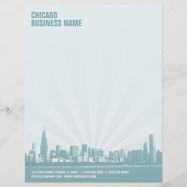 Papel con membrete del horizonte de Chicago (Anverso)