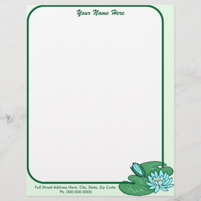 Papel con membrete del lirio de agua (Anverso)