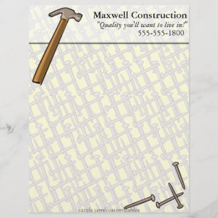 Papel con membrete del martillo y de los clavos