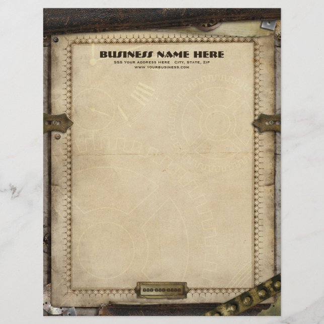 Papel con membrete del negocio de Steampunk del (Anverso)