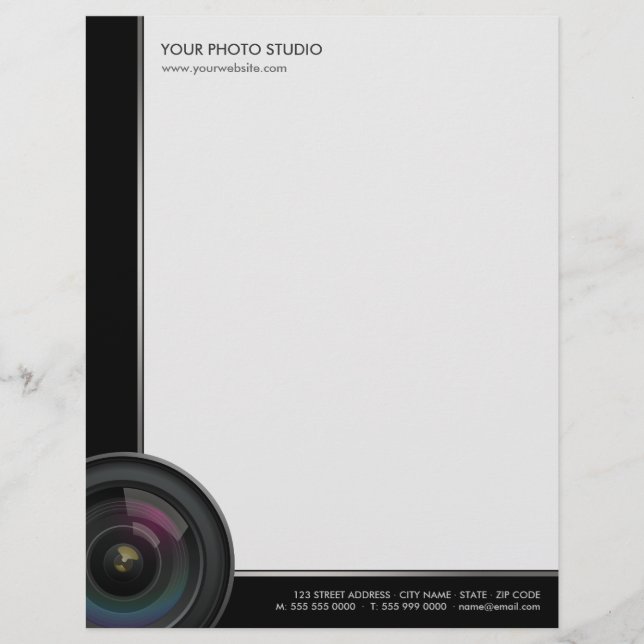 Papel con membrete del negocio del fotógrafo de la (Anverso)
