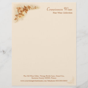 Papel con membrete del negocio del vino