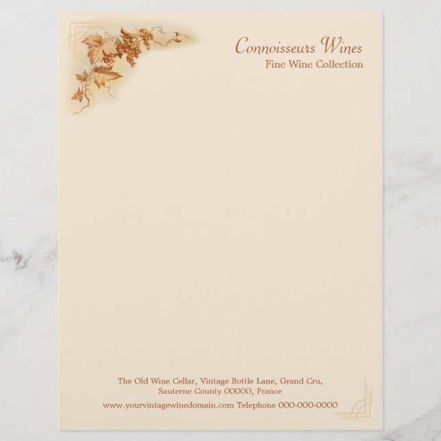 Papel con membrete del negocio del vino (Anverso)