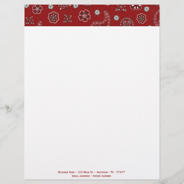 Papel con membrete del personalizable del pañuelo (Anverso)