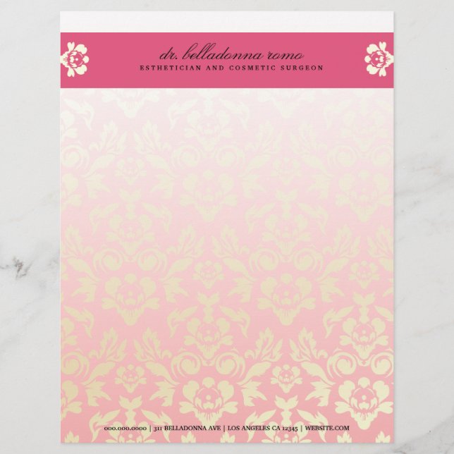 papel con membrete del rosa del damasco (Anverso)