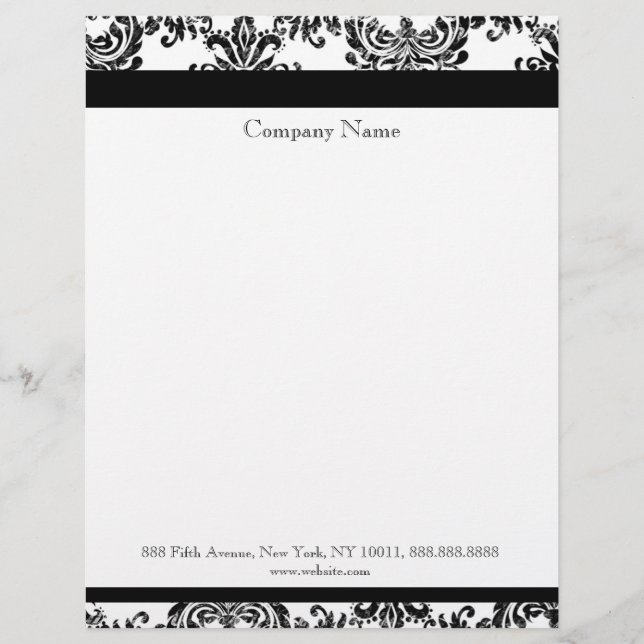 Papel con membrete elegante blanco y negro del (Anverso)