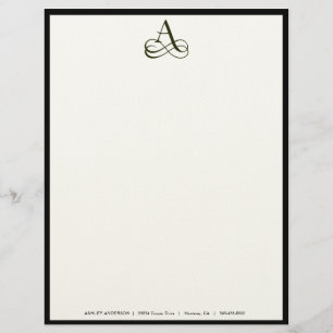 Papel con membrete elegante del monograma "A" en