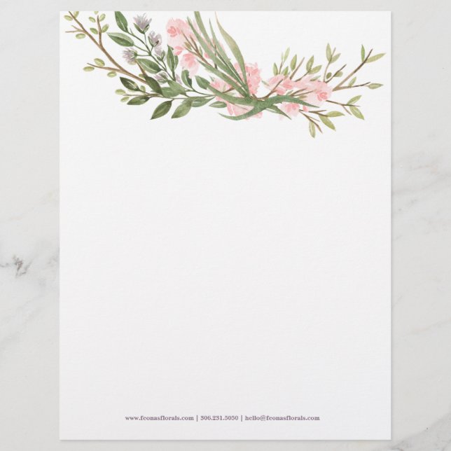 Papel con membrete floral del negocio de la (Anverso)