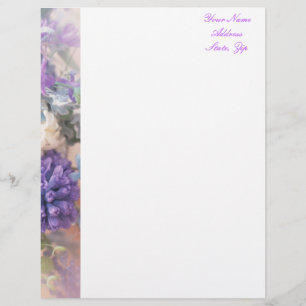 Papel con membrete floral púrpura