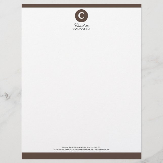 Papel con membrete marrón y blanco simple del (Anverso)