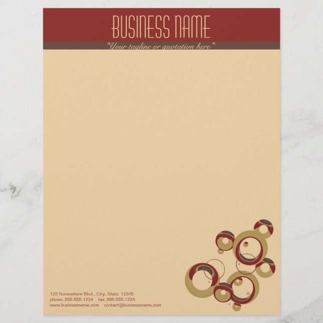 Papel con membrete moderno de las burbujas - beige (Anverso)