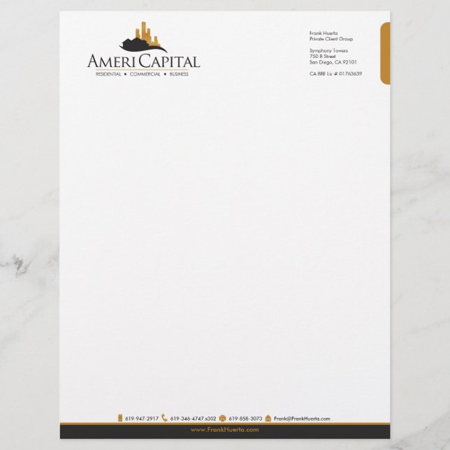 Papel con membrete personalizado de bienes raíces  (Anverso)