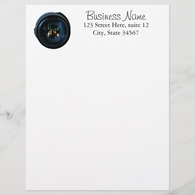 Papel con membrete profesional de la lente del (Anverso)