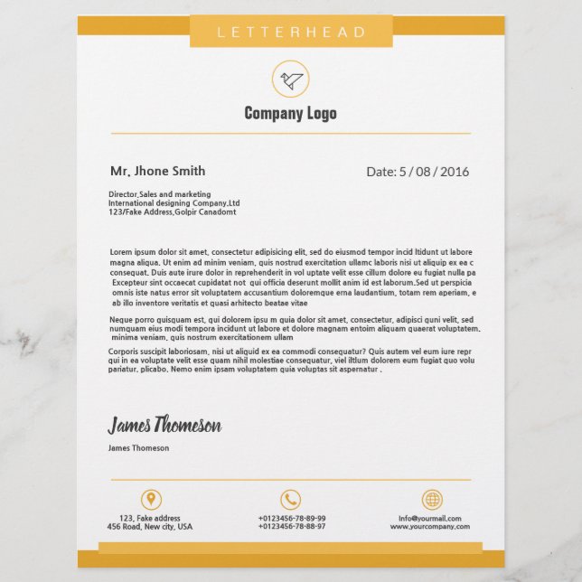 Papel con membrete profesional del negocio (Anverso)