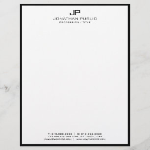 Papel con membrete Profesional Moderno Negro Blanc