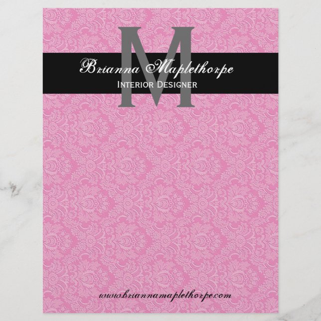 Papel con membrete rosado blanco negro del (Anverso)