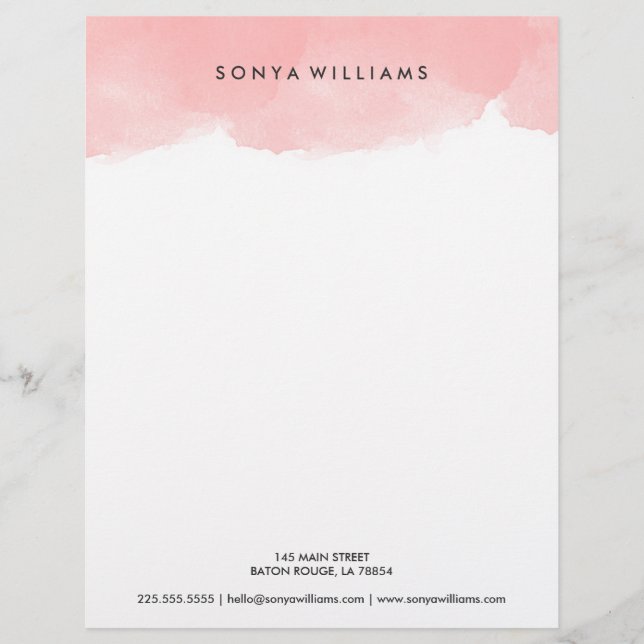 Papel con membrete rosado de la oficina de la (Anverso)