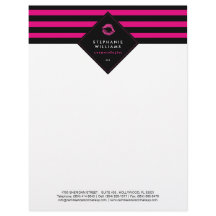 Papel con membrete rosado y negro elegante del