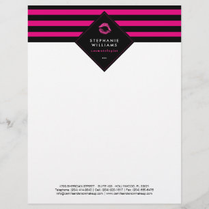 Papel con membrete rosado y negro elegante del