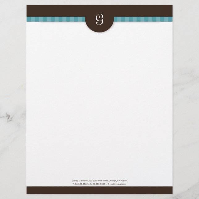 Papel con membrete verde azulado moderno del (Anverso)