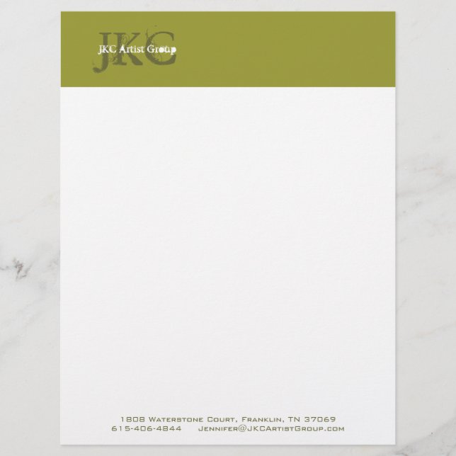 Papel con membrete verde del logotipo del negocio (Anverso)