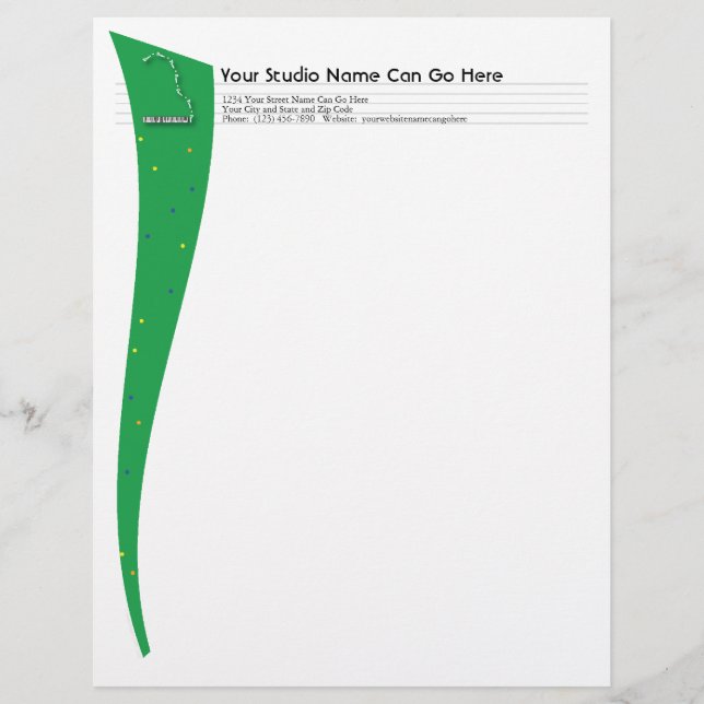 Papel con membrete verde del piano de cola (Anverso)