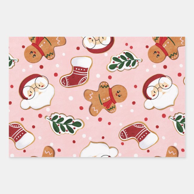 Papel con patrón de Santa y Navidad adorable  (Anverso)